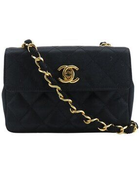 Chanel Mini Chain Shoulder Rope Vintage Satin Black Bag